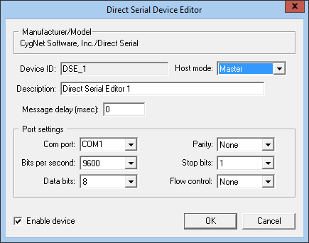 Direct Serial EIE Device Editor
